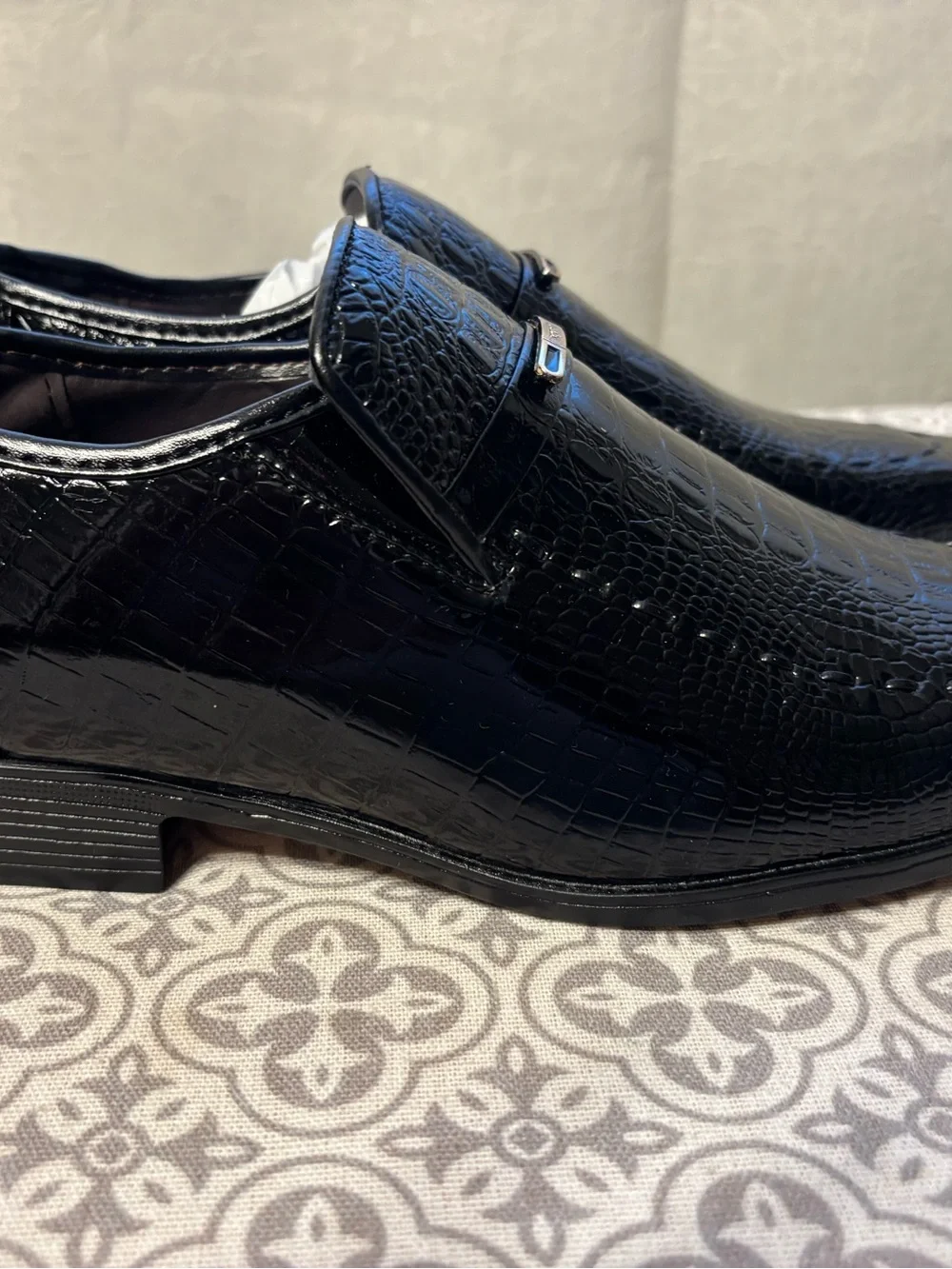 Shades Mens Crocodile Embossed Bit Loafers Black Dress Shoes Slip On Size 39